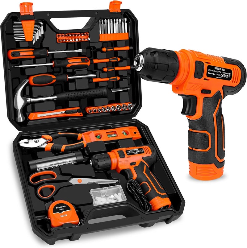 Thatool 139-Piece Tool Set - Tool Kit with 8V Cordless Drill Driver in ToolBox Storage Case, General Household Drill Set for Home Repairs, Handyman, DIY Projects - Image 1